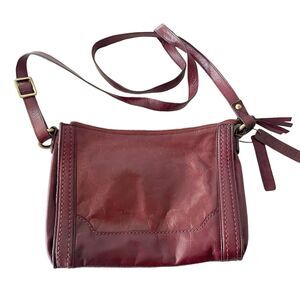 Nino Bossi Leather Crossbody Purse Maroon Red